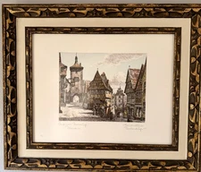 Heiner Kramer 19th Century Signed Etching Plonlein, Rothenburg
