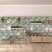 Self Adhesive Wallpaper Green Leaf, Patterned Sticky Back Plastic Roll