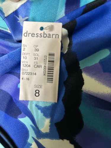 NWT DRESS BARN DRESS SZ 8 Blue Floral Formal Sleeveless Career Chic Belted Midi - Picture 5 of 7