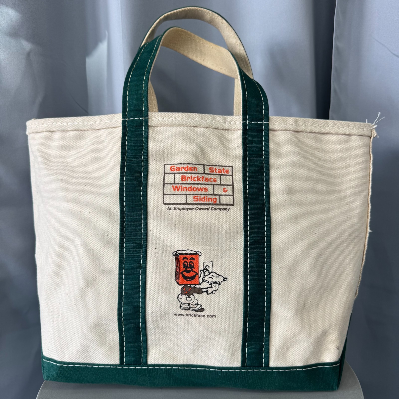 Vintage LL Bean Cavas Shopping Boat Tote Bag Purse - Garden State Brickface