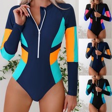 Women's Long Sleeve Swimwear Rash Guard UV Protection One Piece Surfing Swimsuit
