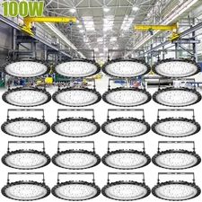 20 Pack 100W UFO LED High Bay Lights Ultra Thin LED Warehouse Lighting Shop Area