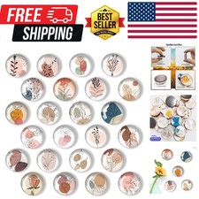 24 Pcs 1.2 in Round Glass Boho Refrigerator Magnets - Strong  Non Scratch fo...