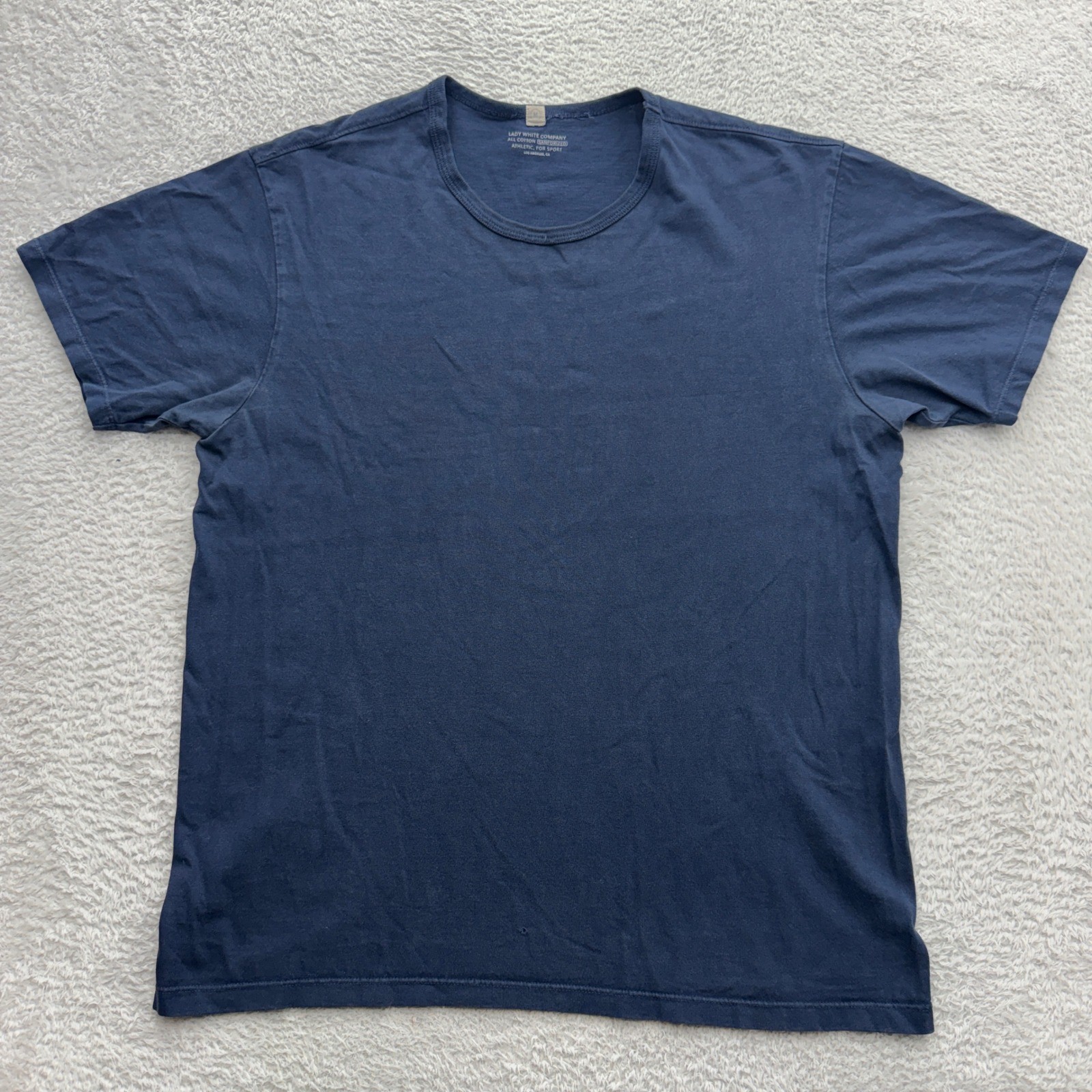 Lady White Co Mens Navy Blue Sanforized Cotton Athletic T-Shirt Size Medium USA