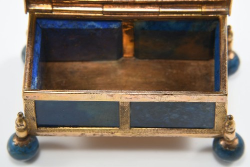 Q02D06- Lapislazuli Dose mit feuervergoldeter Montierung 18./19.Jh - Bild 4 von 12
