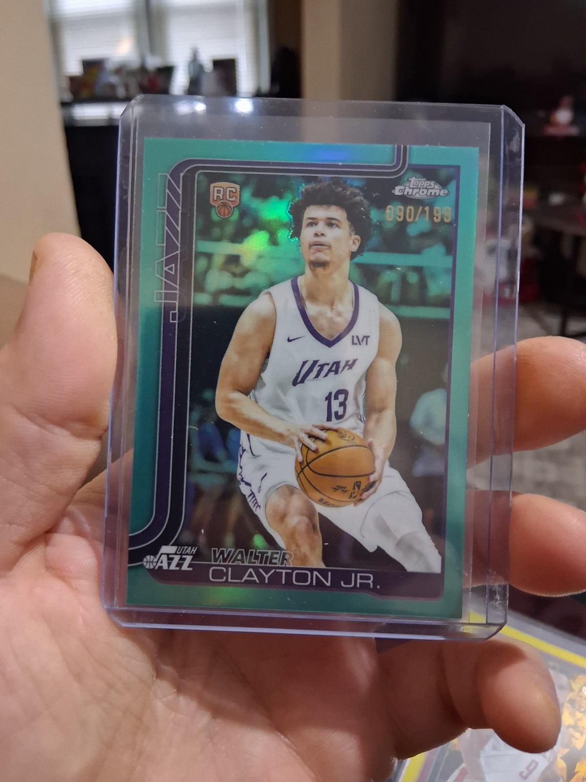 2025-26 Topps Chrome Walter Clayton Jr. RC Aqua Refractor /199 Jazz #268