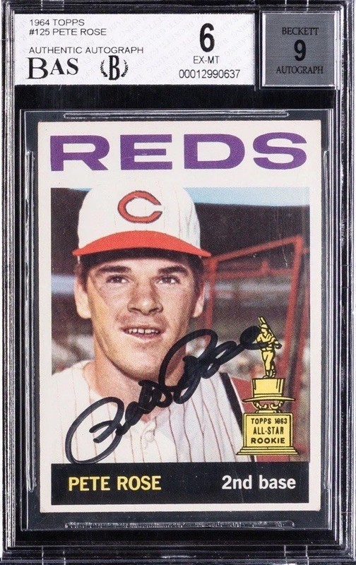 1964 Topps #125 Pete Rose CENTERED /AUTO BVG BGS 6 9 Gold Cup ROY MLB Hit King