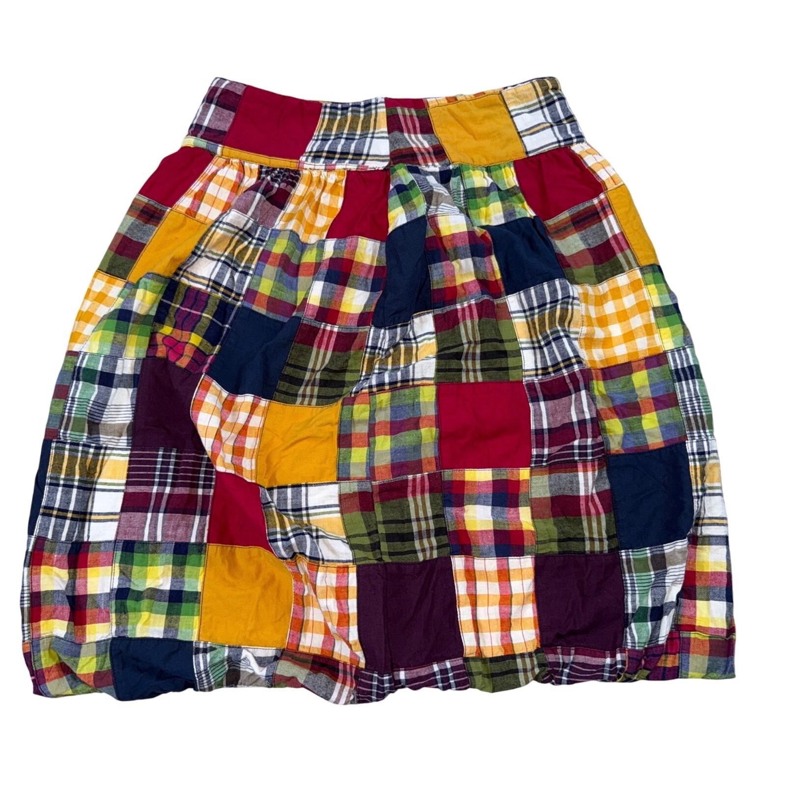 Y2K Bubble Skirt Patchwork Madras Plaid American … - image 1