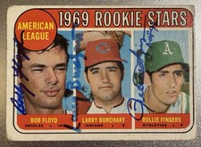Multi Signed! 1969 Topps Rollie Fingers, Floyd, Burchart #597 Autograph Auto HOF