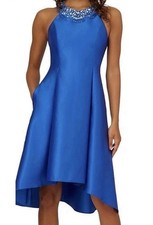 Adrianna Papell Rhinestone Mikado Party Dress Size 16 Ultra Blue Retail $179