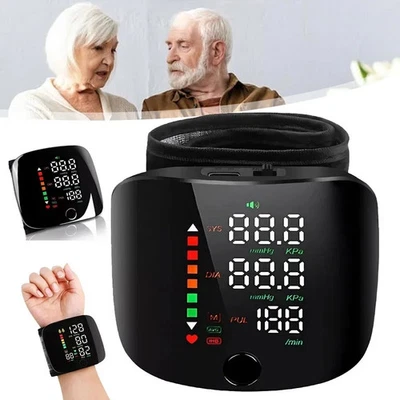 Wrist Blood Pressure Monitor Voice Broadcast Pressure Heart Rate BP Monitor Cuff
