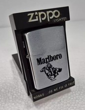 ORIGINAL Zippo Windproof Feuerzeug MARLBORO COWBOY Brushed Chrome 1989 NEU RAR