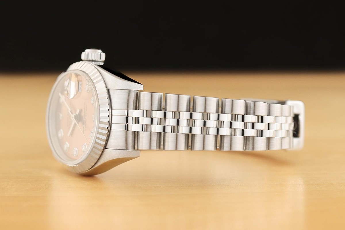 ROLEX LADIES DATEJUST 79174 SALMON FACTORY DIAMOND DIAL 18K GOLD
