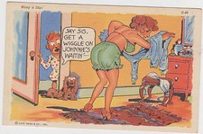C 49 Everyday Comic "Many a Slip!" Sexy Woman dresses - Walters Curteich '40 PC
