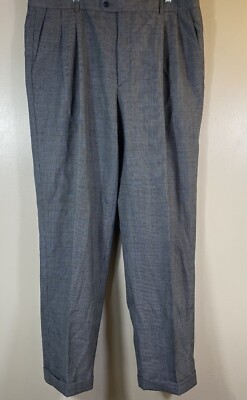 Zanella Men's 38x32 Bennett Pleated Front Cuffed Wool Dress Pants Gray