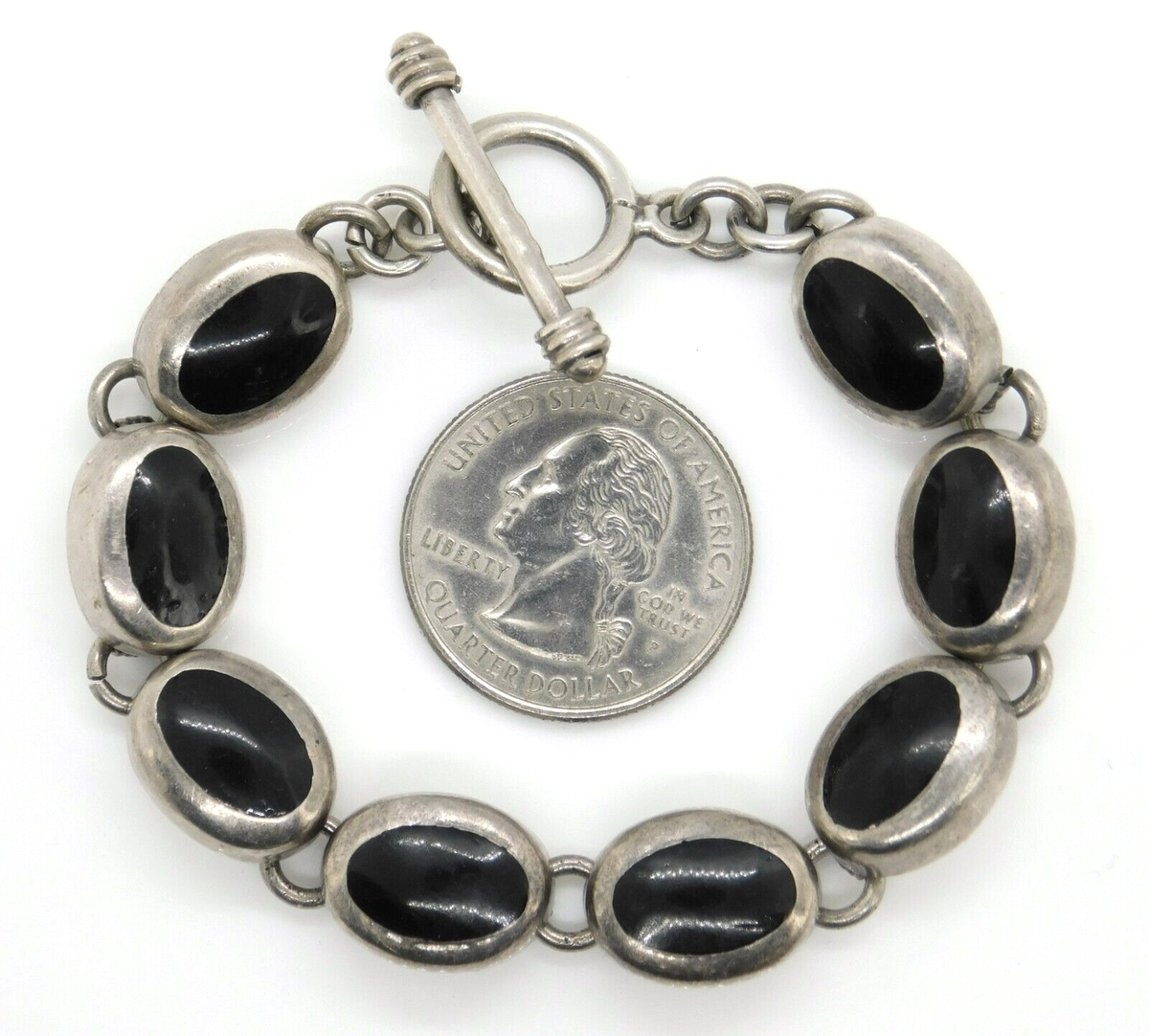 アクセサリー Old Mexico silver onyx toggle bracelet s-l1200.png