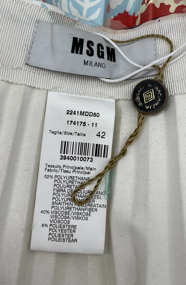MSGM Falda Midi Imitación Cuero Plisada Estampado Floral Multicolor Talla 42/XS CORRE PEQUEÑA Foto 4 de 4