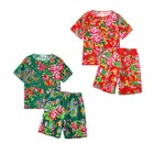 Summer Floral Fashion Set Loose Top and Shorts for Unisex Casual Sport Outfit AU
