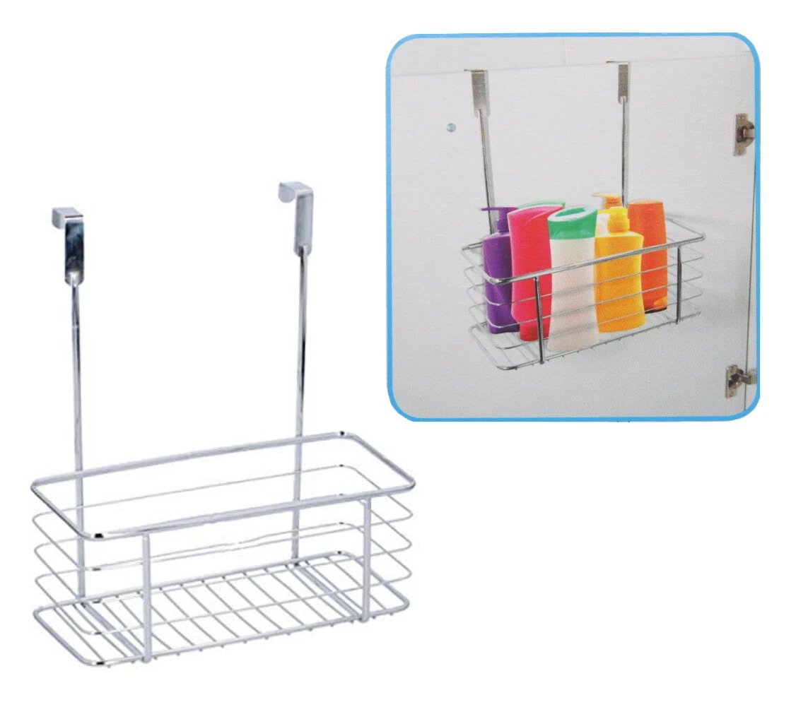 Over Door Shower Caddy Hanging Basket Organiser Toilet Bathroom Storage  Chrome 5054667100165