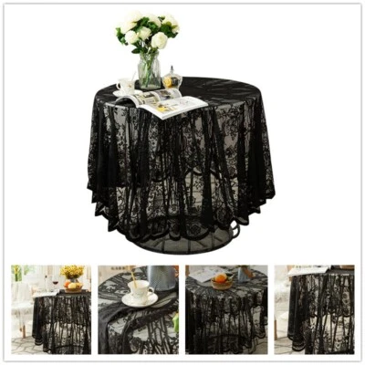 Spitze Tischdecke Hohl Aus Blumenmuster Gothic Durchsichtig Tischtuch Tuch Retro - Bild 1 von 4