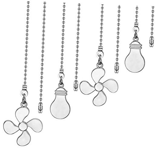 12-inch Nickel Ceiling Fan Pull Chain Set with 4 Light & Fan Controls-image