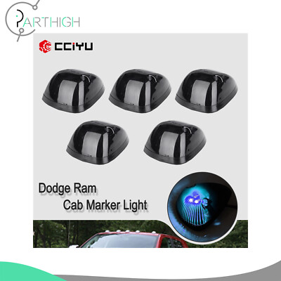 for Dodge Ford Truck 5pcs Smoke Lens Roof Top Cab Marker Lights +Purple LED 12V