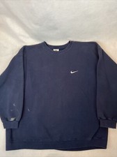 Vintage Nike Sweatshirt Size XXL Blue Small Swoosh Made In USA Paint Bleach