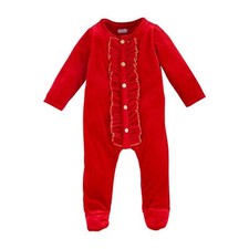Mud Pie H4 Baby Girl Christmas Red Velour Foo...