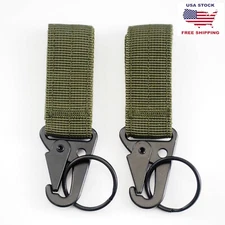 2pcs Green Molle Tactical Carabiner Backpack Belt Hook Quickdraw EDC Nylon Clip