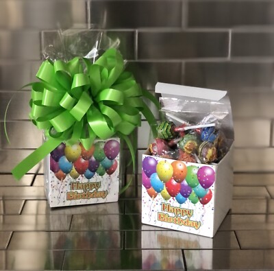 Happy Birthday Chupa Chups Lollipops Gift Basket-Box Wrapped With Green Bow