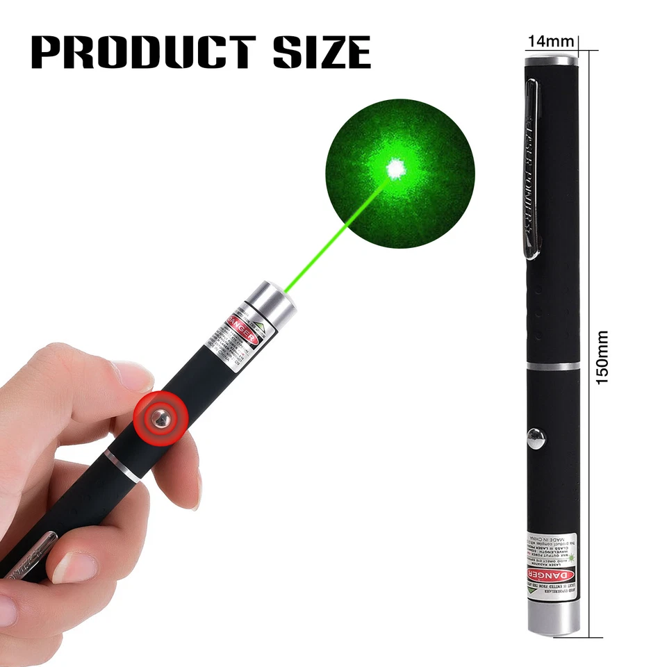 PACK DE 10 bolígrafos punteros láser verde 1mw 532nm haz visible luz Lazer para Pet Teach Foto 3 de 4