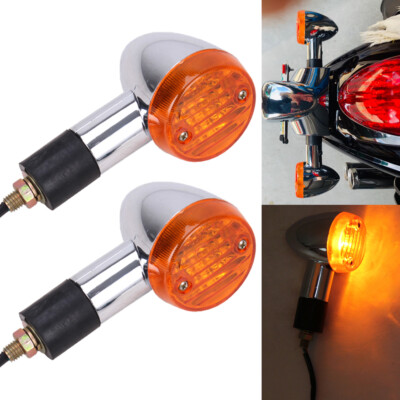 Amber Turn Signal Lights – Pair For Suzuki Boulevard & Most Cruisers (Chrome Housing)