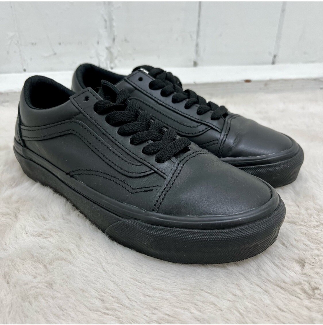 HOT Vans Old Skool Black Vans Womens Leather Vans Old Skool