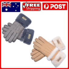 UGG Double Cuff Sheepskin Gloves Womens Windproof Outdoor Sheepskin Wool Mittens