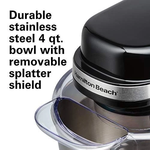 Hamilton Beach Electric Stand Mixer, 4 Quarts, Dough Hook, Flat Beater Attachmen - Image 3 of 4