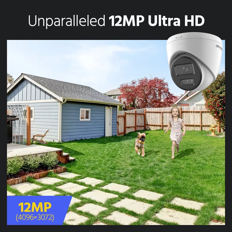 HIKVISION 12MP ColorVu Night Vision CCTV Camera System Audio Mic 8-CH POE IP NVR - Image 4 of 4