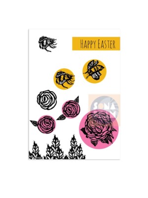 Ostern Grußkarte, Frohe Ostern, Summende Bienenkarte, Frühlingsgrüße, Bienen