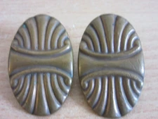 Pair Civil War Era Brass & Lead Oval Bridle? Rosettes with Decoration