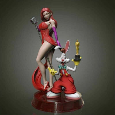 Jessica&Rabbit 3D Unpainted Figure With Two Heads Blank Kit Model GK New Stock