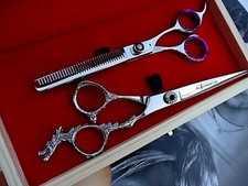 WOODEN BOX 7.5" 440C Hairdressing Barber Scissors 7" Thinning Japanese Steel