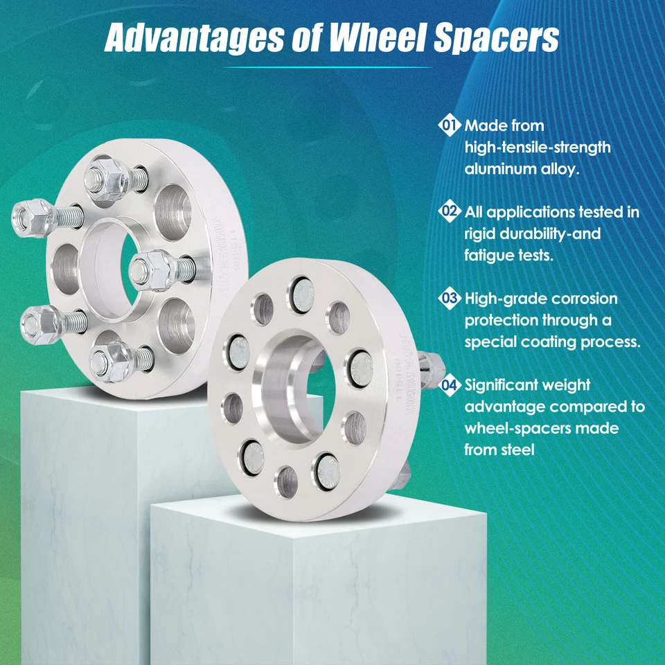 2 1-дюймовые ступичные распорки 5x100 12x1,5 для Chevrolet Cavalier Dodge Neon - Изображение 4 из 4