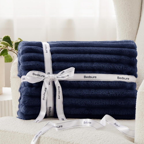 Blue Fleece Blanket for Couch - Super Soft Cozy Blankets for Women, Cute Small B - Picture 8 of 12