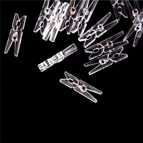 20pcs Mini Clear Plastic Doll Clothespin Photo Paper Peg Clips Laundry Hangers - Picture 4 of 7