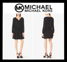 MICHAEL KORS METALLIC JACQUARD DRESS SEXY COCKTAIL SZ S BLACK (NEW) MRSP $175