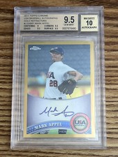 TOPPS USA 🇺🇸 MARK APPEL ASTROS 2011 CHROME AUTO GOLD REFRACTOR 28/50 BGS 9.5🔥
