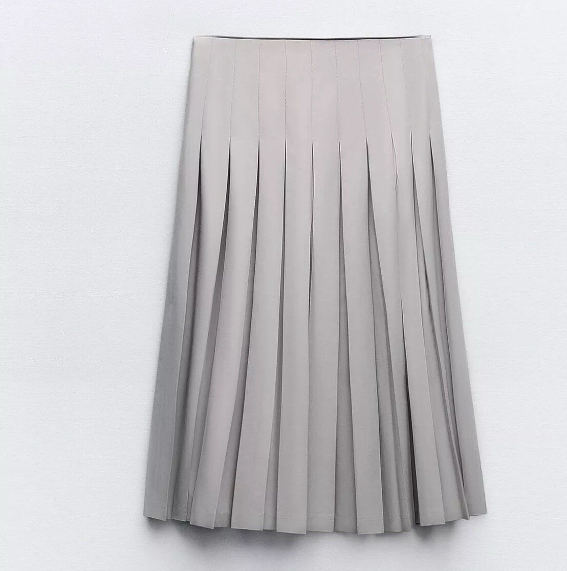 ZARA SS24 NWT GRAY HIGH WAIST MIDI BOX PLEATED SKIRT SIZE S ZARA SS24 NWT GRAY HIGH WAIST MIDI BOX PLEATED SKIRT SIZE S