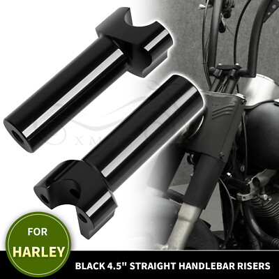 Black 4.5'' Straight Handlebar Risers For Harley Fat Boy Lo Softail Super Glide