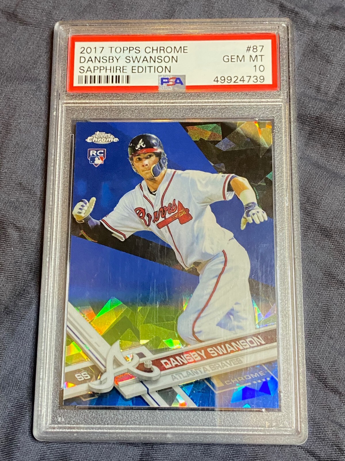 2017 Topps Chrome Sapphire #87 Dansby Swanson RC Rookie PSA 10