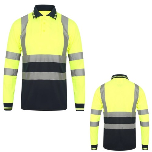 T-shirt polo Hi Vis Viz maniche lunghe | top sicurezza sicurezza lavoro alta visibilità - Foto 6 di 8