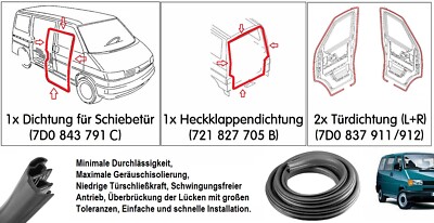 VW T4 Dichtungssatz Dichtungssatz Für VW T4 Kastenwagen – Für Türen, Heckklappe & Schiebetür, 6-teilig T4 Schiebefenster Rechts
